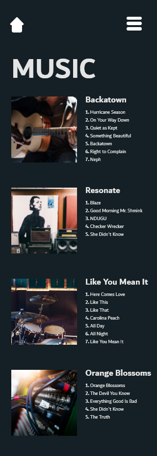 music app page
